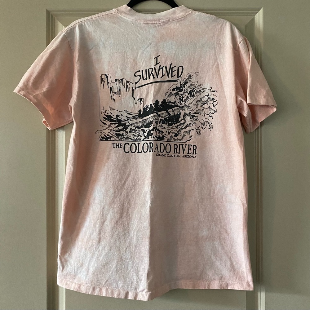 VTG Oneita Single Stitch  “I Survived The Colorado River” Tie Dye T Shirt Size M
